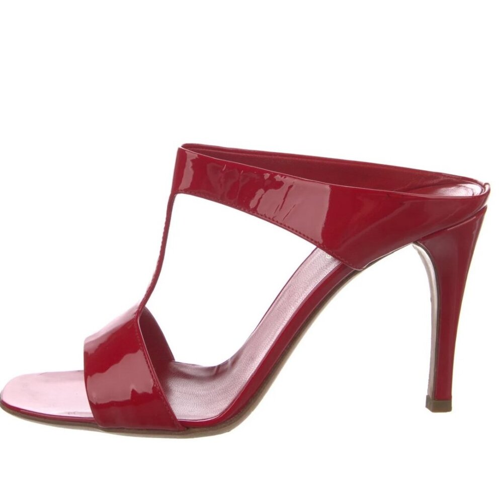 Prada Patent Leather T-Strap Sandals Women's Size: 6.5 | US6.5, IT36.5